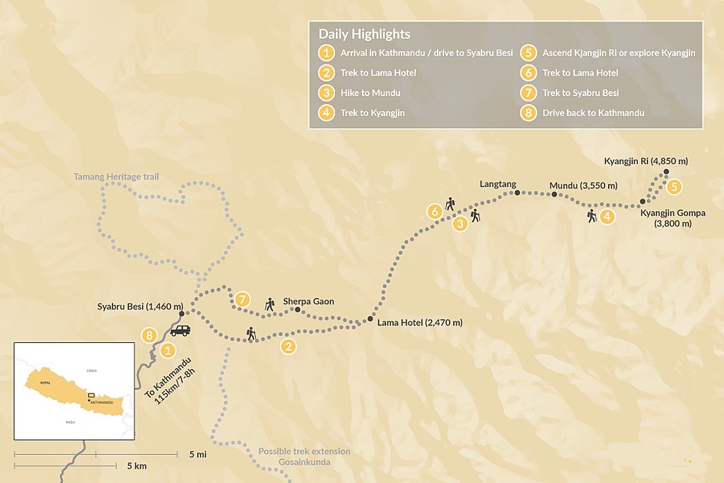 Map To Langtang National Park